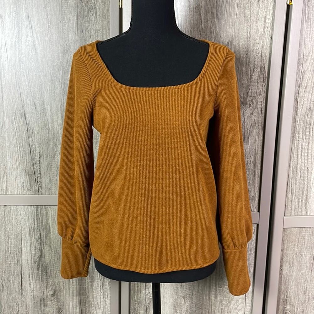 Madewell Ottoman square neck top gold women's S